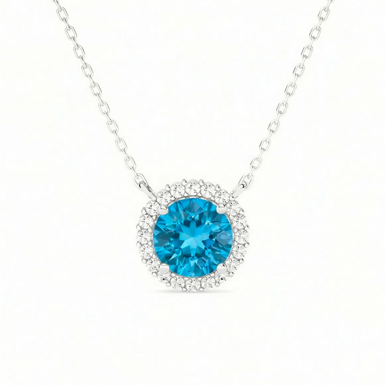 Collana Gazzola Gioielli Donna Amuleto in Oro bianco Topazio blu 0.89 Ct GI-900-72-1-9-TS-BR-N-DEF-VS - GI-900-72-1-9-TS-BR-N-DEF-VS